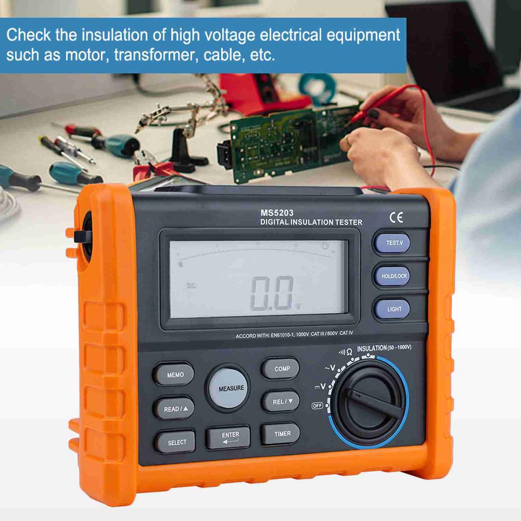 PEAKMETER MS5203 Digital and Analog Display 501000V Insulation Resistance Tester Meter