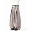 Old Money Style Deconstructed Woolen Trousers for Men, Winter Heavyweight Vintage Warm Wide-Leg Long Pants, High Street Pleated Casual Pants