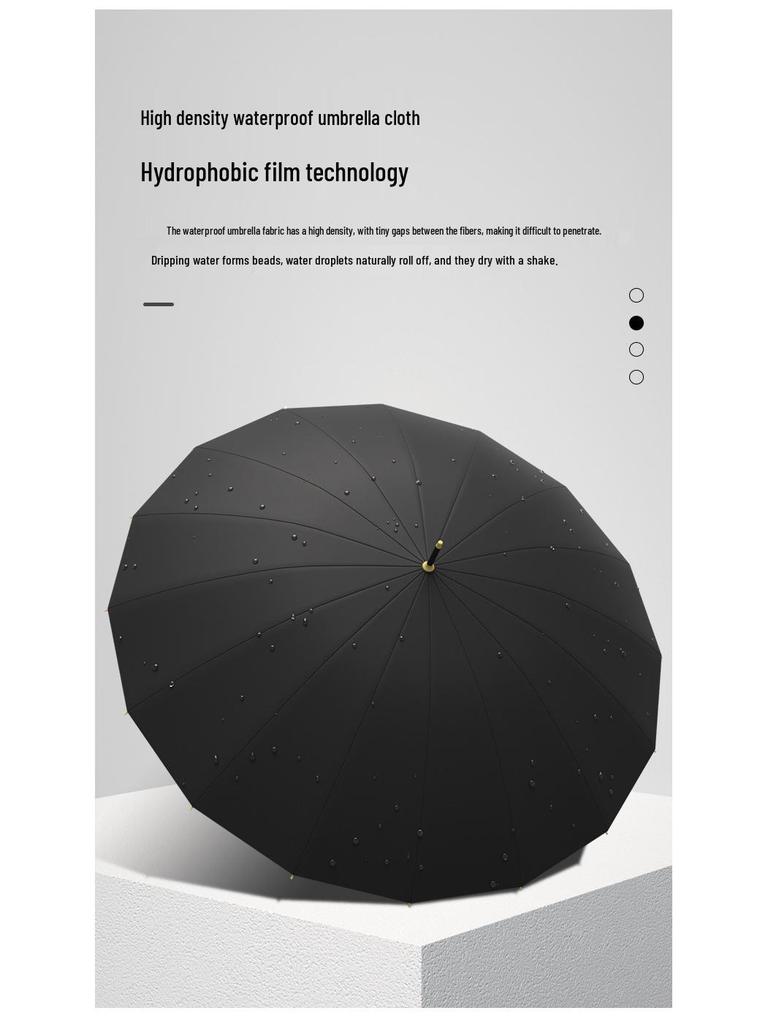 Duży parasol golfowy w jednolitym kolorze: Długi uchwyt, Osiem żeber, Możliwość personalizacji logo, Na deszcz i słońce.