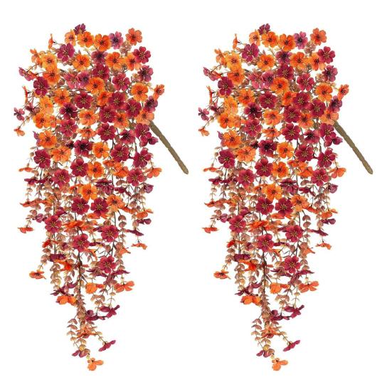 1/2/3/4Pcs Fall Hanging Artificial Violet Flower UV Resistant Realistic Fake Flower Wedding Party Indoor Outdoor Garden Wall Hanging Faux Flower
