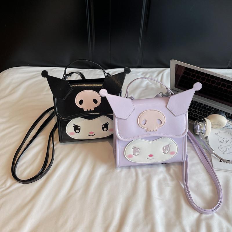 Kuromi Cute Girl Backpack Pu Material With Zipper Closure For Daily Use