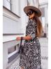 Large Leopard Print Long Sleeve Shirt Dress