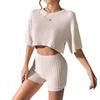 2025 Frühling Sommer Mode Crop Top T-Shirt und Shorts 2-teiliges Set Damen Lässig Sportbekleidung Set