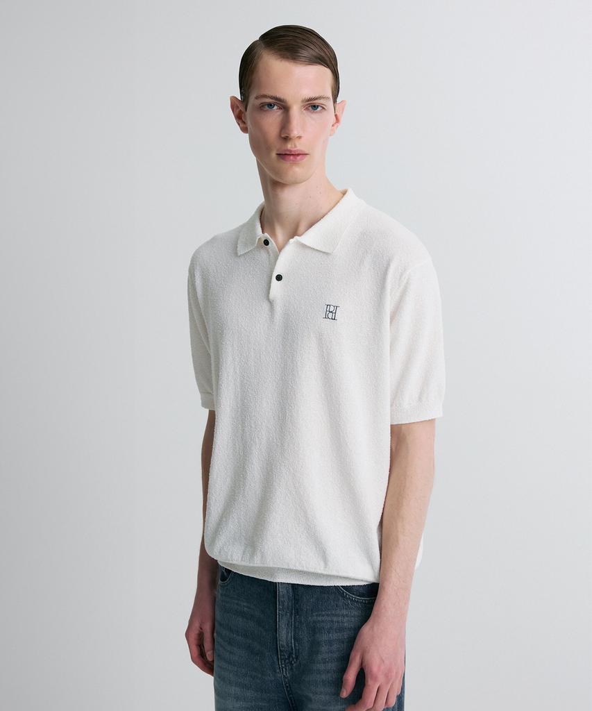 Liimaen Boucle Knit Polo Shirt White