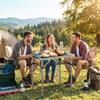 2ft Folding Camping Table, Picnic Table with Mesh Storage Layer, 4 Adjustable Heights and Carrying Handle, Black