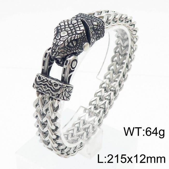 Edelstahl Tieranhänger Dickes Armband Herren Mesh-Kette Schwerer Armreif Wolf Schlange Adler Schmuck Klobige Accessoires