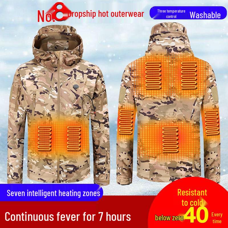 

Camouflage USB-Heated Windproof Thermal Jacket for Winter Outdoor Sports 4XL