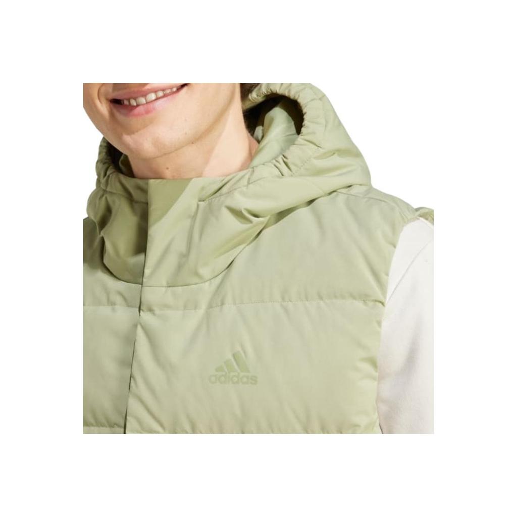 Adidas Helionic Hooded Down Solid Logo Print Single-Breasted Vest Men Vests Green IX8856