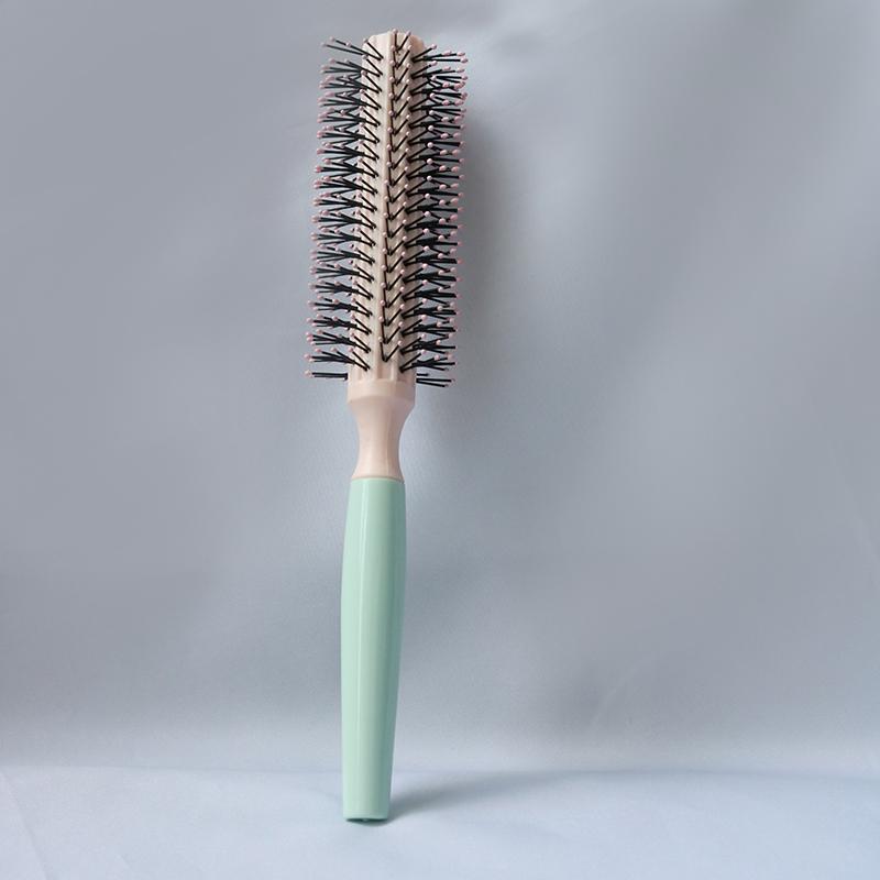 Super Hair Brush Plastic Barrel with Nylon Bristles with Anti Slip Handle Small Volumizing Hair Brush Comb
