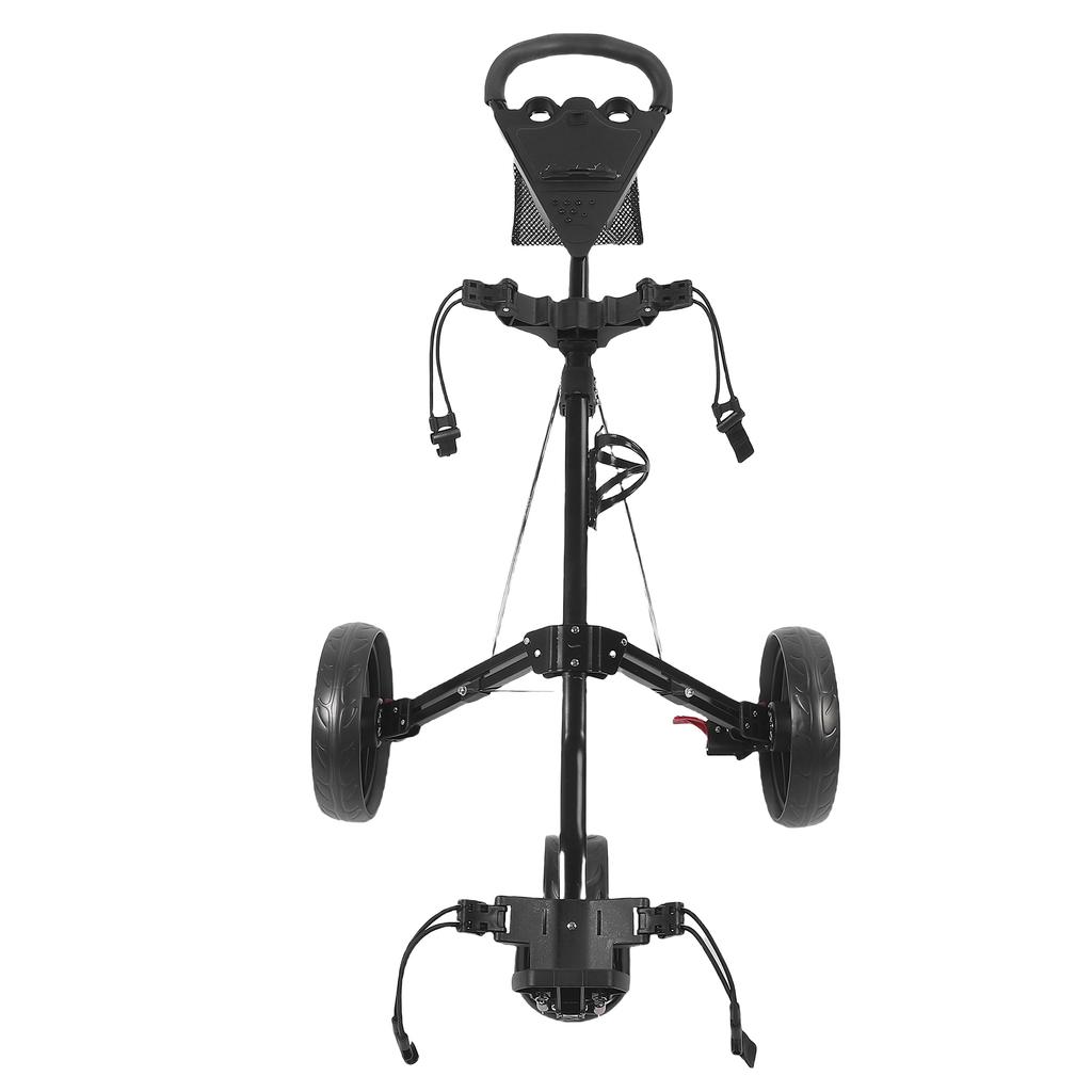 3 Wheel Folding Push Cart Portable Scorecard Holder Sports Bag Push Cart with Foot Brake Adjustable Buckle for Ball Tee