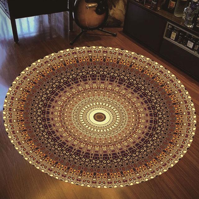 Runder Teppich im Bohemian-Mandala-Druckstil für Wohnzimmer, Schlafzimmer, Couchtisch, Bodenmatte, Bereichsteppich, Wohnkultur, Türmatte, Tapis