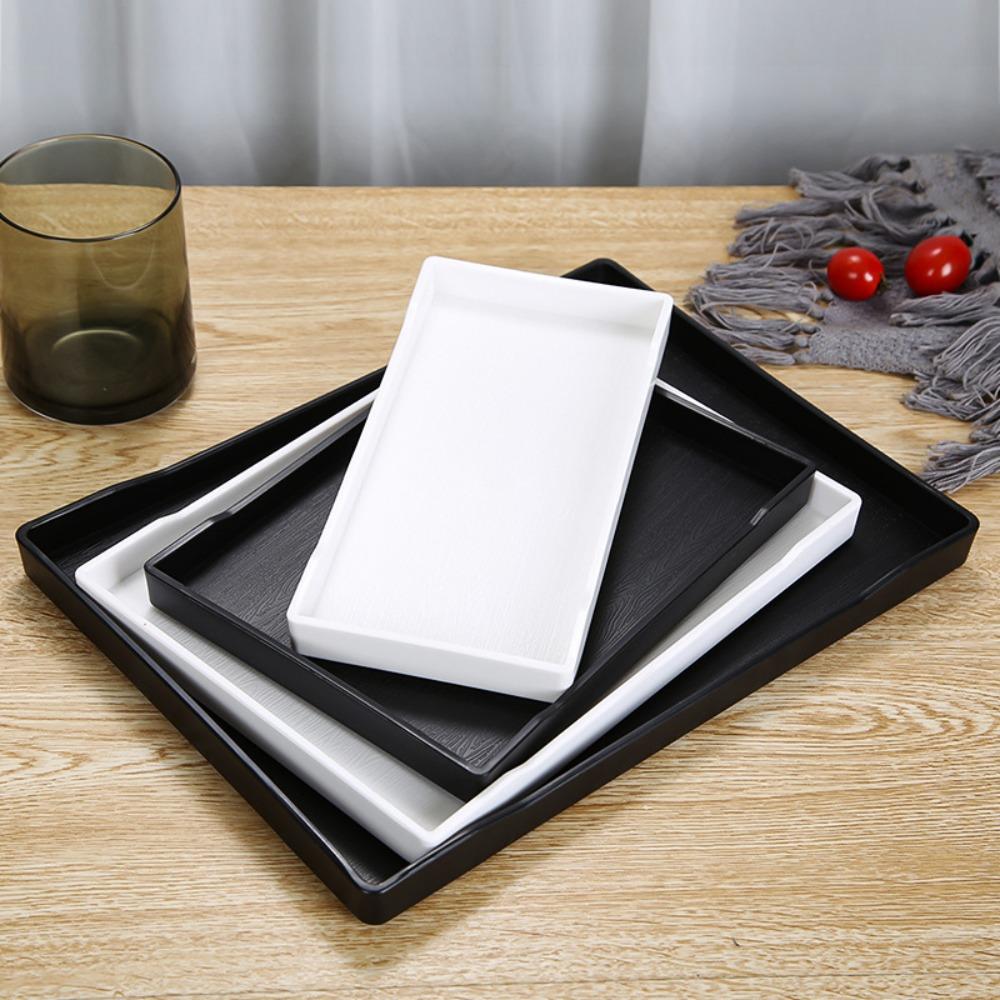 1 Pcs Black Large Plastic Tray Rectangle Decorative Tray New Serving Trays  Kitchen