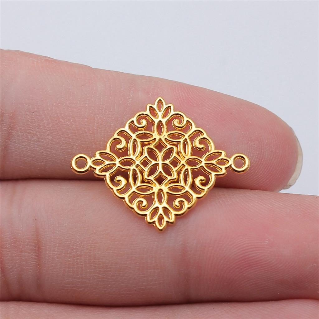 Flower Petal Connectors Botanical Themed Antique Bronze Zinc Alloy Jewelry Making Connect Charms Extender Connectors