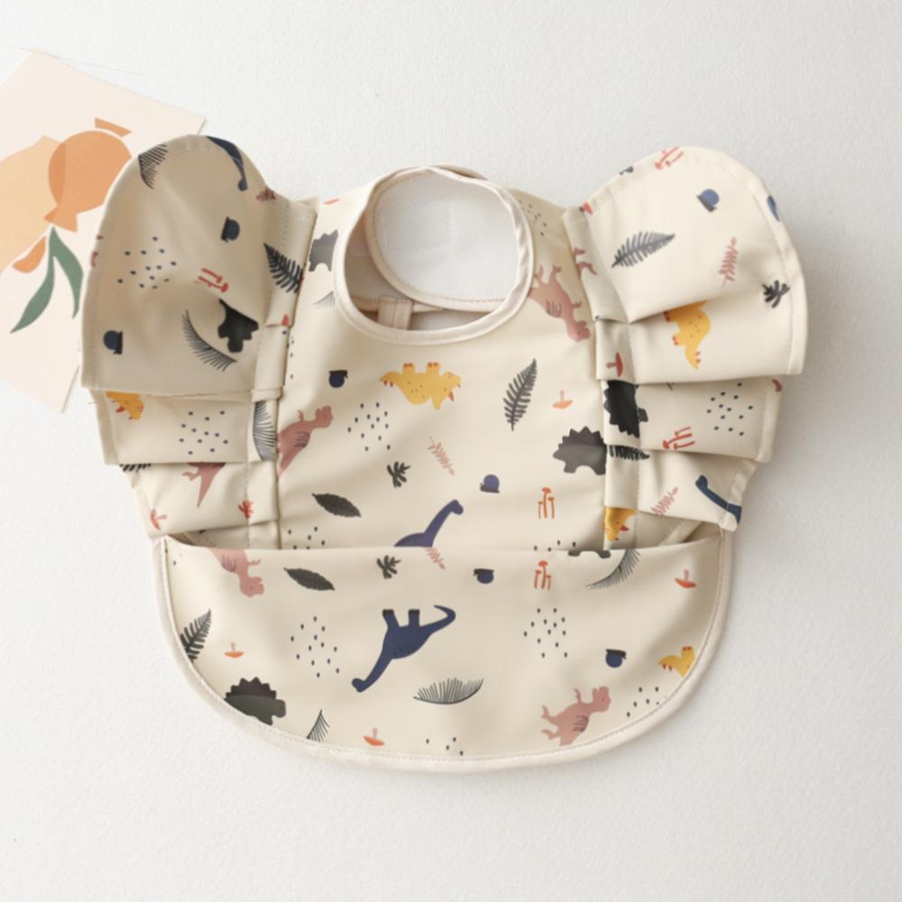 Nordic Style Baby PU Leather Waterproof Bib With Angel Wings Children Feeding Bib Burp Cloth Easy to Clean Baby Cute Print Bibs