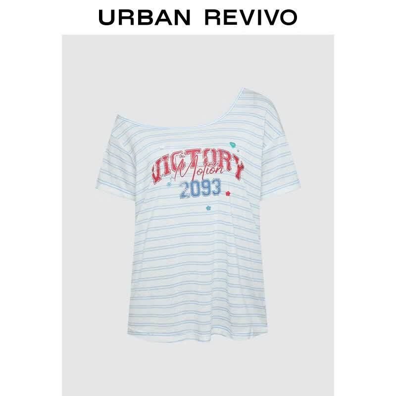 Women s Striped Off-Shoulder Short-Sleeve T-Shirt S
