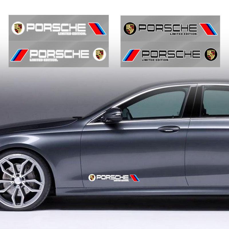 2pcs Car 3D Stickers Auto Side Body Sports Sticker Decals Car Accessories For Porsche Boxster Cayenne Panamera Macan Cayman 911 918 996 917 991