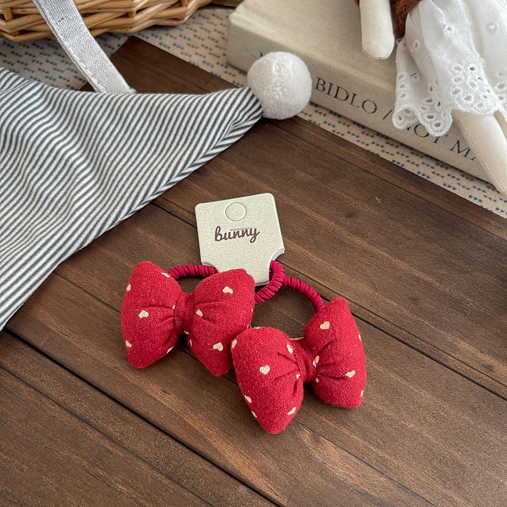 Polka Dot Love Bow Hair Rope Tie Children's Elastic Hair Band Rubber Band Ponytail Holder Elastic Headband Girl Hair Accessories