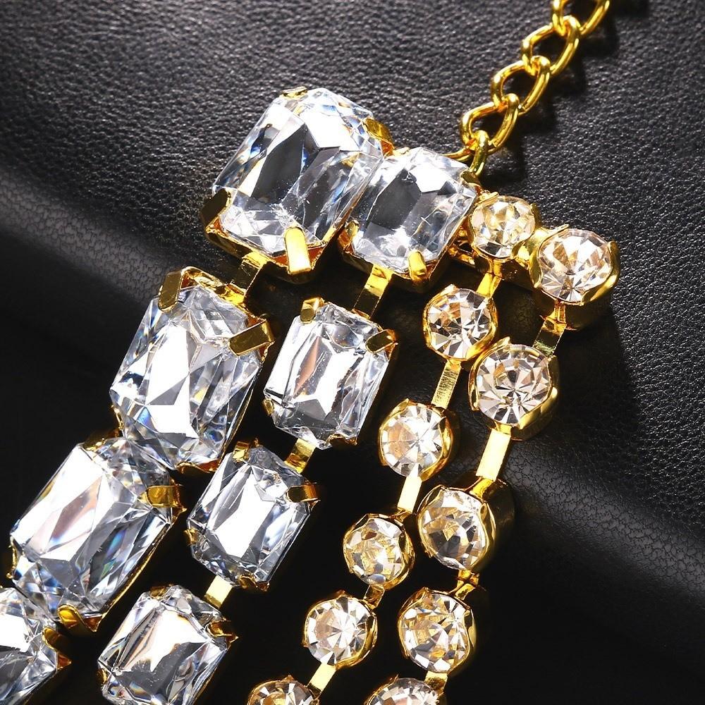 Tassels Shoulder Chain Necklace Multilayer Shine Rhinestone Necklace Back Body Chain  Evening Party