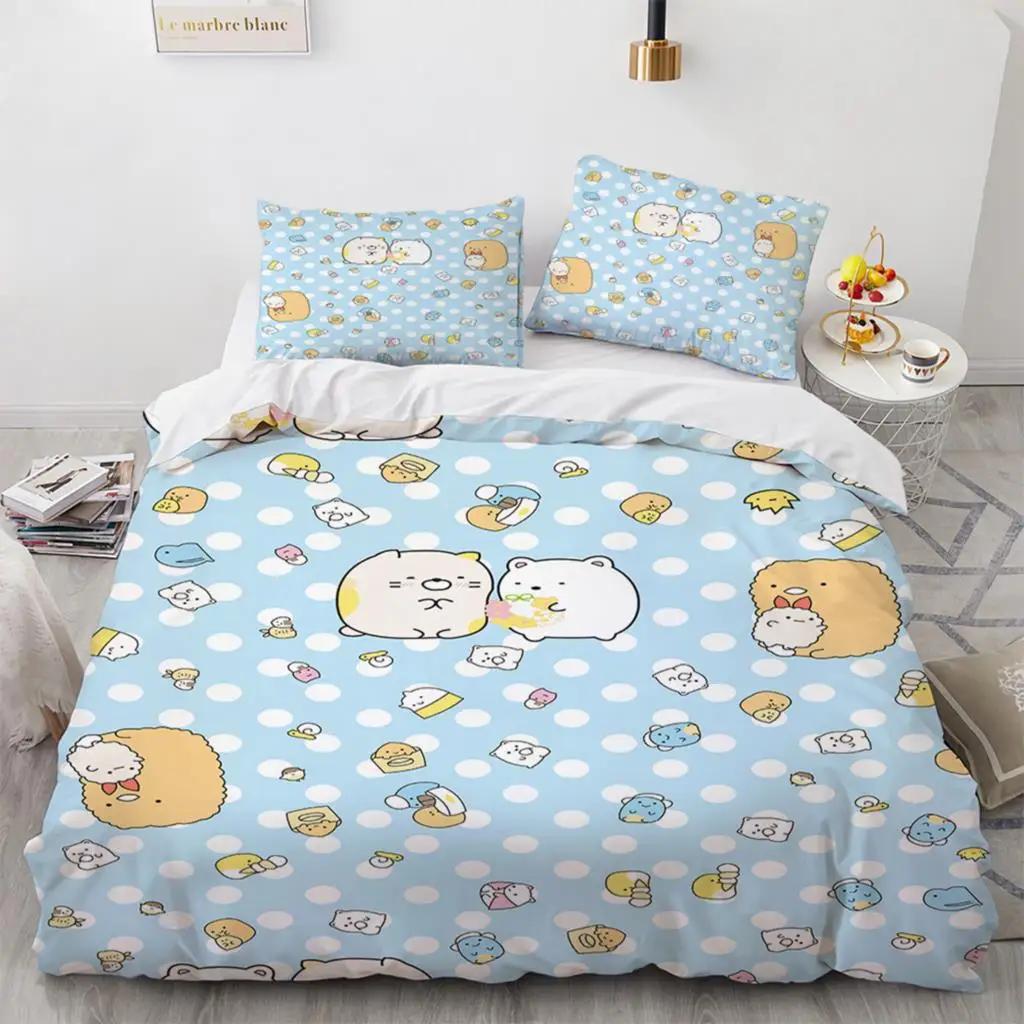 Japanese Cartoon Sumikko Gurashi Anime Bedding Set Kawaii Cute Sumikkogurashis Duvet Cover Quilt Cover Pillowcase Queen King
