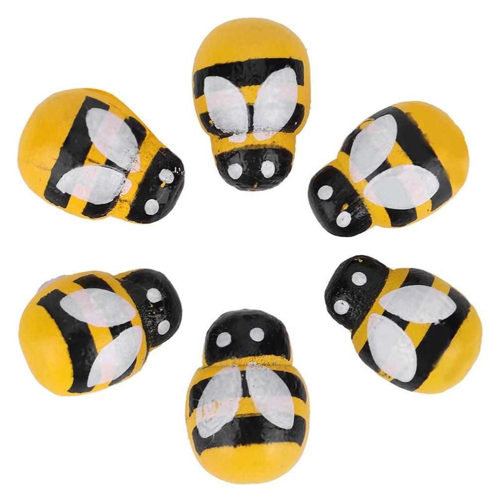 100pcs Small Size Wooden Insect Stickers Ladybugs  Bees Wood Embellishments  Clothing Bag Decor