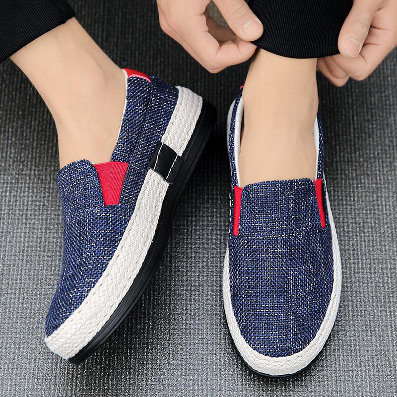Hot Sale Men's Loafers Linen Breathable Casual Flats Shoes Men Espadrilles Slip-on Canvas Shoes Man Fisherman Driving Footwear