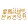 Salircon 20Pcs/Set Exaggerated Metal Irregular Lines Water Droplet Smooth Rings for Women Punk Knuckle Rings Couple Jewelry Gift