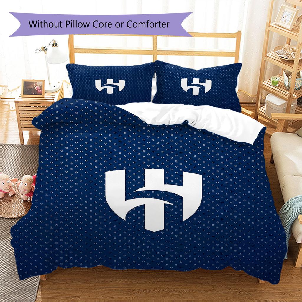 Al-Hilal Saudi FC Pattern Bedding,Quilt Set Quilt Cover Pillowcase Home Birthday Gift(1 * duvet cover + 2 * pillowcase, without core)