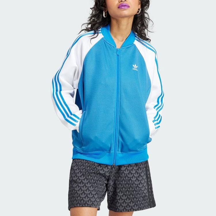 Adidas Originals Kløverblad Trefarget Fargeblokk Langermet Jakke Damejakke Blå II0718