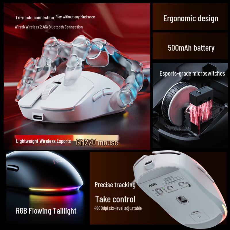 AOC GM220 Tri-Mode Wireless RGB Gaming & Office Mouse