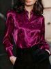 An Elegant Women's All-purpose Blouse Made of Silk with a Floral Pattern, Suitable for Suburban Trips.