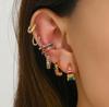 Y2K Aesthetic Rainbow Earring Set for Women Multicolor Zircon Huggie Hoops Cartilage Ear Cuff Summer Festival Party Jewelry