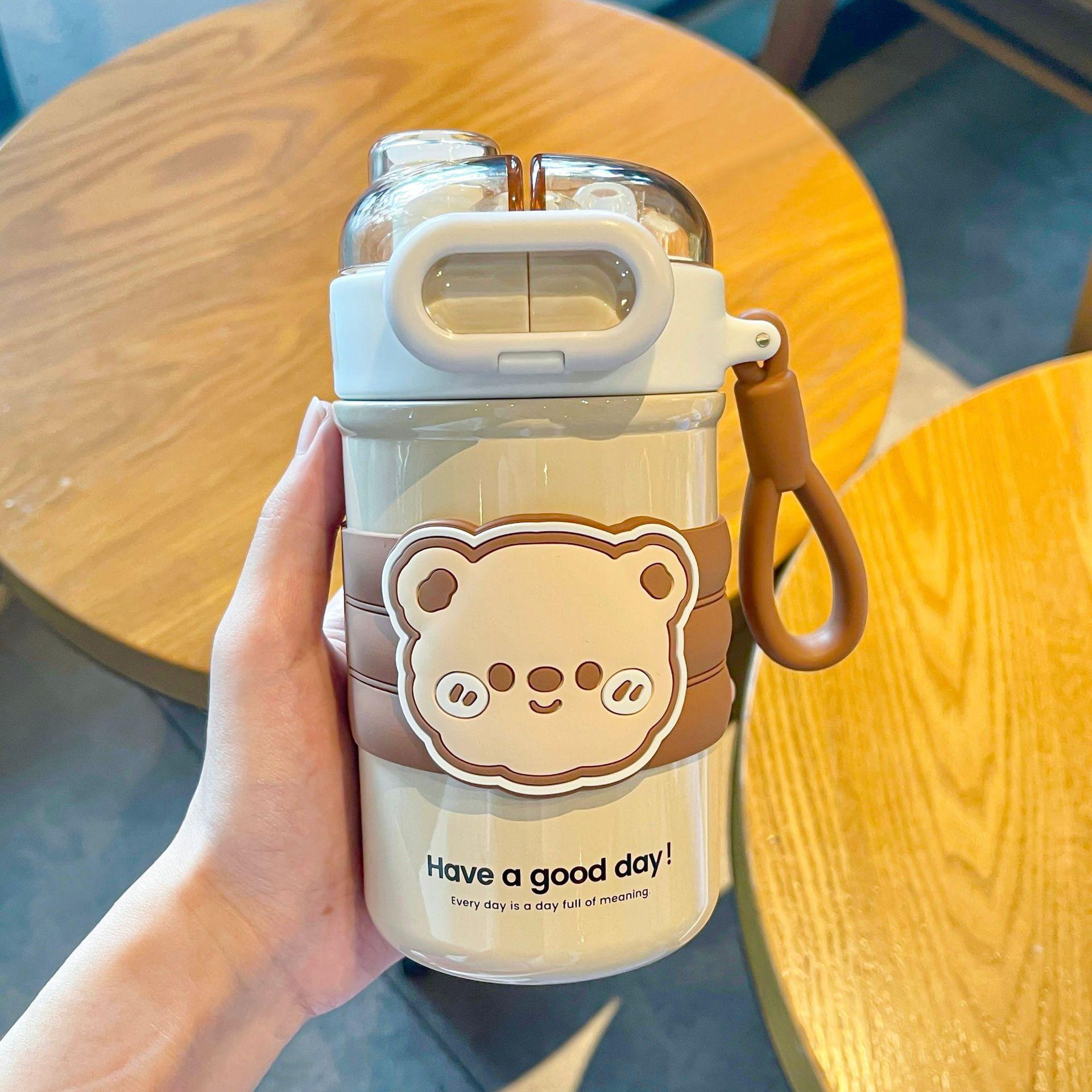 

Милая детская термокружка для девочек, высокий уровень внешнего вида, поильник для студентов, портативная нержавеющая сталь, двойной напиток, термокружка для дня рождения 430ml