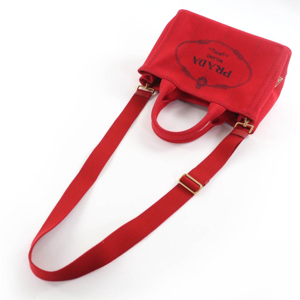 Ausgezeichnete PRADA Handtasche Canapa Dreieck Mit Logo 2-Wege Canvas Tragetasche 1BG439 Gebraucht