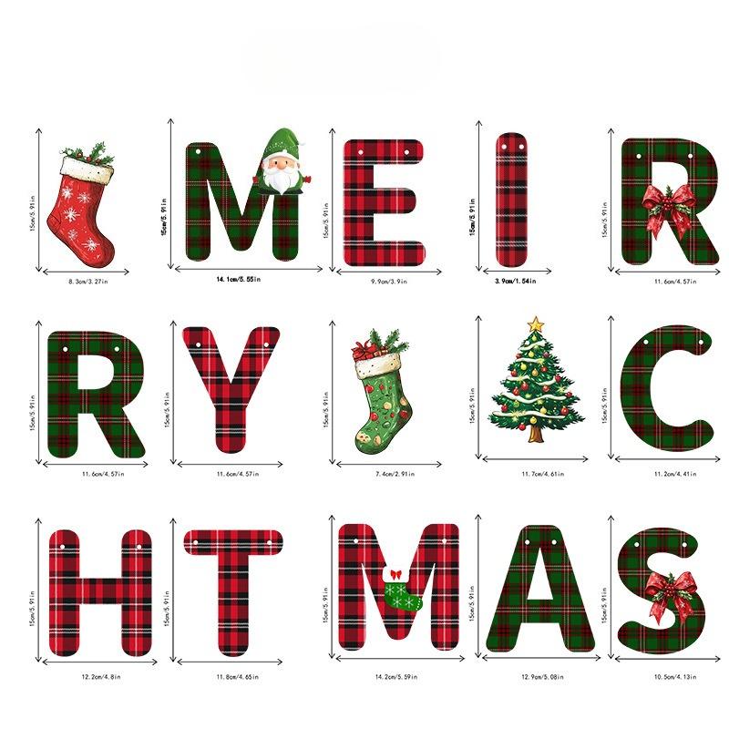 Christmas Decorations Letter Flag Banner Paper Christmas Flower Hanging Flag Atmosphere Decoration Party Decorations