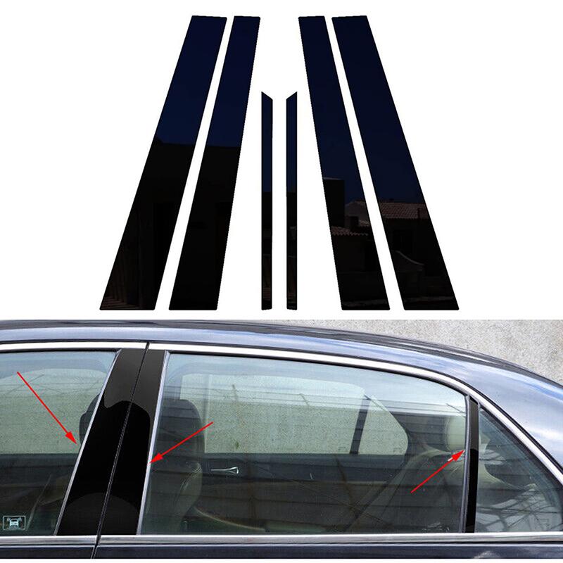 6pcs/set Glossy Black Carbon Fiber Window Door Deal B C Pillar Post Cover Sticker For Honda Accord CM4/5/6/7/8 2003-2007