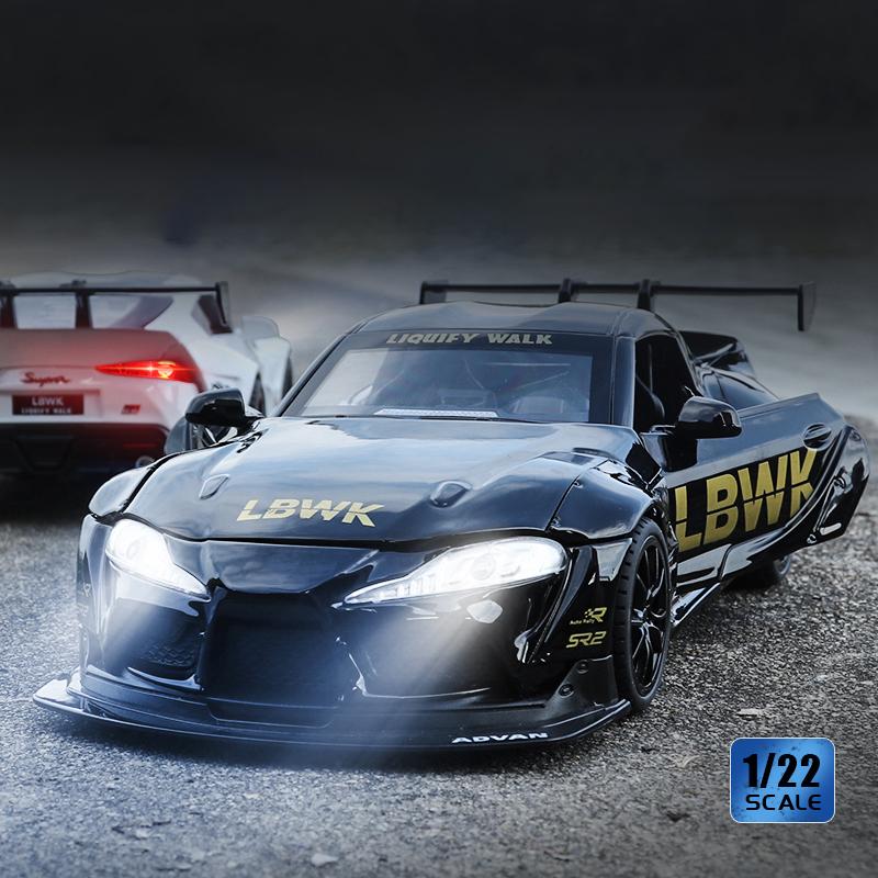 1/22 Toyota GR-Supra Alloy Car Model, Car Model Children's Toys, Simulated Sound and Light Sports Car Boy Gift Ornaments