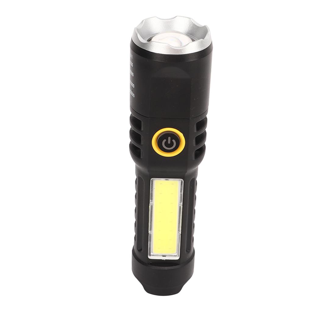 Telescopic Flashlight Strong Light TYPE C Charging Black with Silver Ring Telescopic Torch for