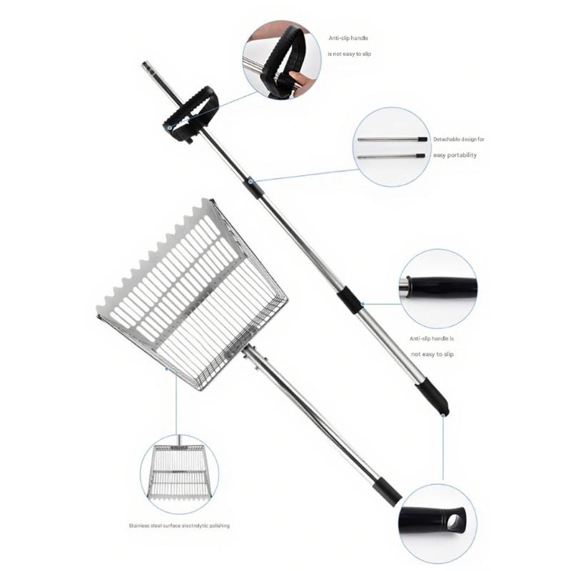 Extended Handle Poultry Sifting Shovel MultiPurpose Cleaning Tool Litter Scooper for Chicken Coops and Pet Waste Removal