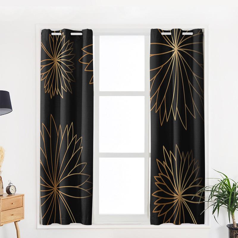 Goldenes Muster Schwarzer Hintergrund Luxus-Vorhänge für Zuhause Wohnaccessoires Wohnzimmer Schlafzimmer Maßgeschneiderte Vorhänge