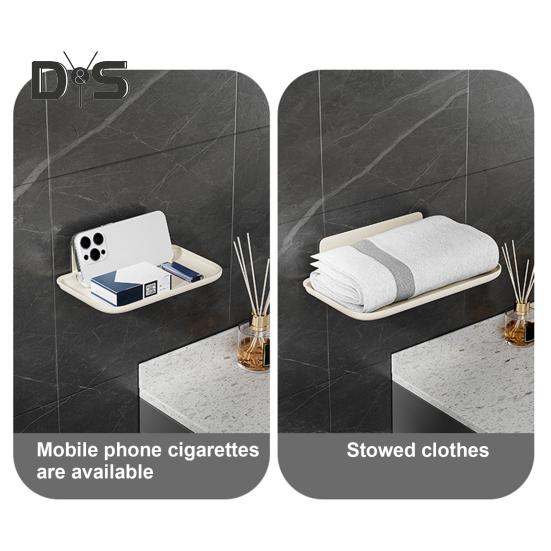 Raft de depozitare montat pe perete Organizator pentru baie Tavă Rezistent la sarcină Pliabil Tavă de depozitare Suport pentru prosoape