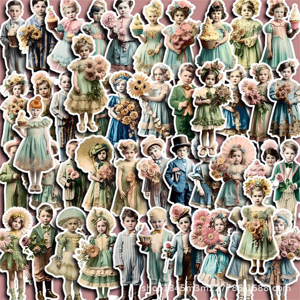 47 Sheets Angel Paradise Retro Cartoon DIY Phone & Planner Stickers