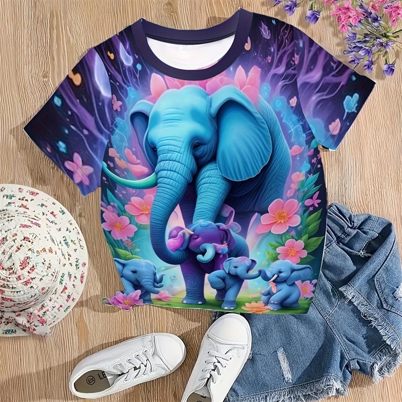 

Детская одежда Футболка для девочек с коротким рукавом и принтом животных из мультфильмов Детская летняя одежда Повседневная милая одежда с круглым вырезом для девочек Топы 120