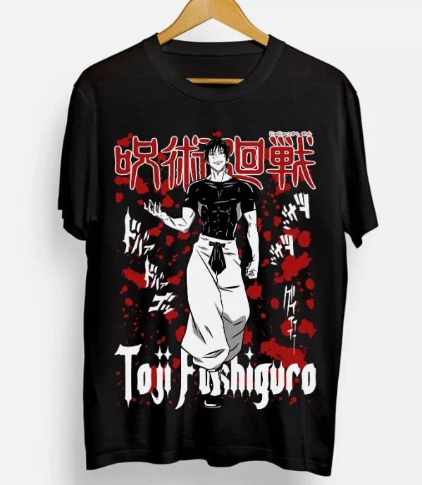 Anime Fushiguro Toji Tshirt Jujutsu Kaisen Anime Horror Black Tee S