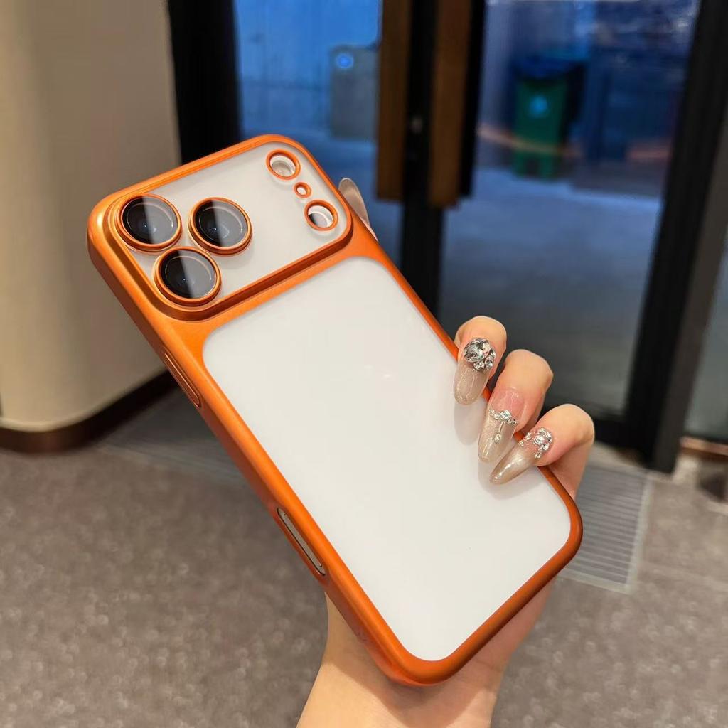 Luxury Transparent Phone Case For iPhone 17 Air 17Pro 17 Pro Max Plating Frame Lens Film Protection Anti-fall Hard Clear Cover