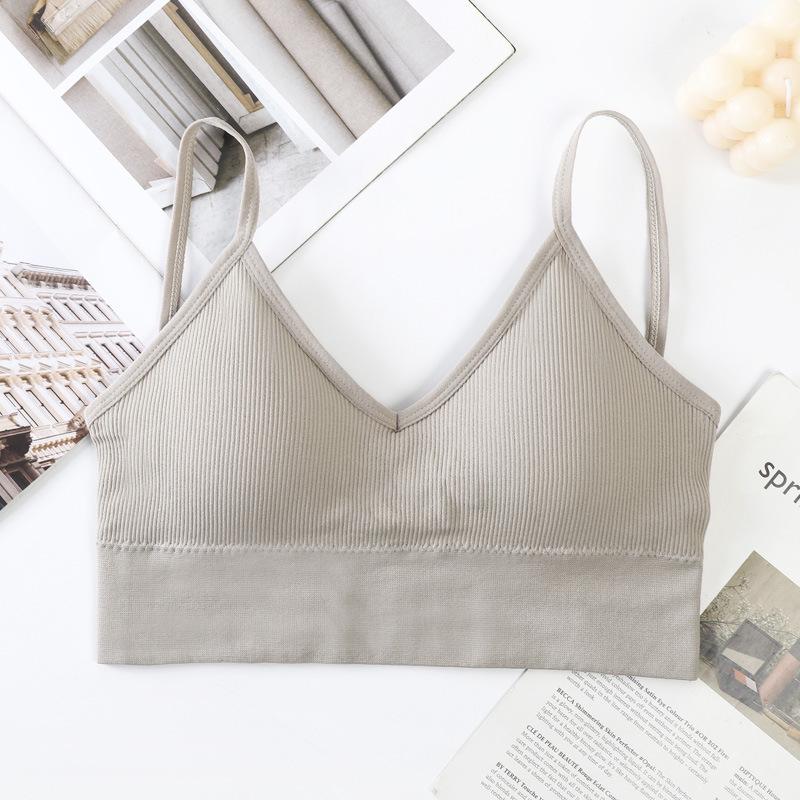 Bralette Sem Costuras com Costas Cruzadas em U - Sem Aço, Sexy, Cor Sólida Roupa Íntima Feminina