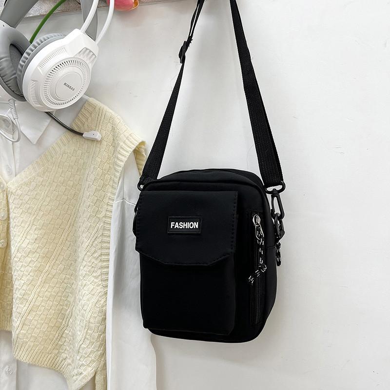 2024 Spring New Simple Fashion Single Shoulder Small Fresh Stylish Crossbody Bag Casual Coin Purse Mobile Phone Small Square Bag In Black чёрный