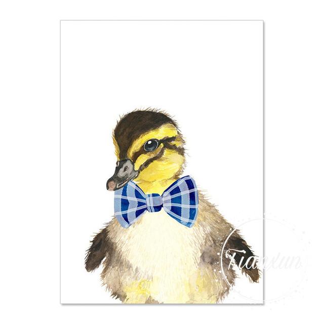 Blue Bow Tie lovely Animal Canvas Painting With Poaters And Prints Wall Art Tiger Picture For Boys Room On The Wall Room Decor No Frame