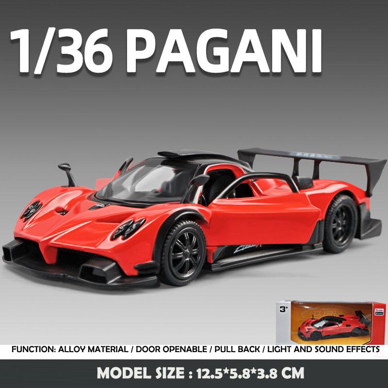 Diecast 1:36 Pagani Zinda R Sports Car Model Simulation Alloy Pull Back Toy Car Model Toy Vehicle Children Boy Birthday Gift