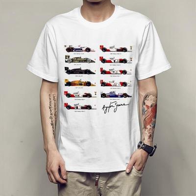 Summer Men's Racing Enthusiast Round Neck T-shirt with Racing Print Made of Pure Cotton Soft and Breathable Short Sleeved Shirt