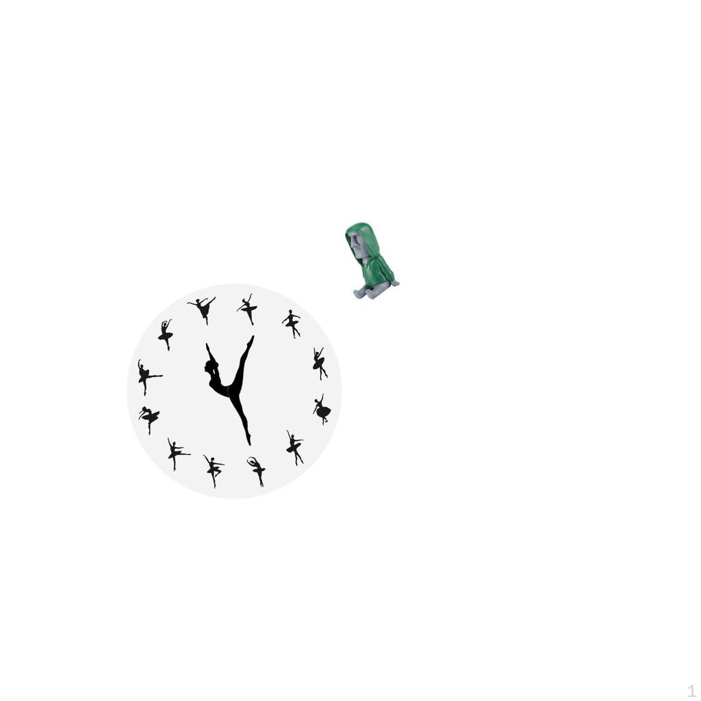Ballet Dancer Wall Clock with Moai Statue Design Silent Decorative Timepiece for Kitchen Office Home